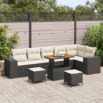 vidaXL Tuin Sofa Set 9 st 6-Aantal zitplaatsen Zwart en, Verzenden, Nieuw, Meer dan 8 zitplaatsen
