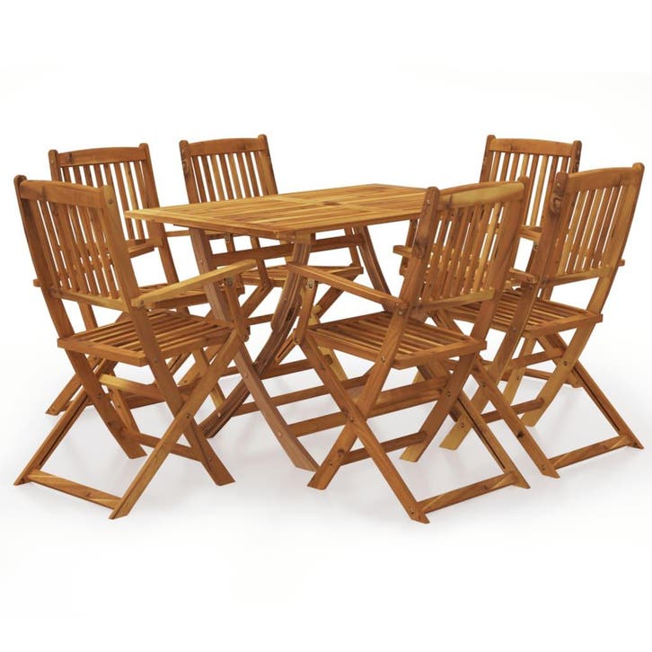 vidaXL 7-delige Tuinset inklapbaar massief acaciahout, Tuin en Terras, Tuinsets en Loungesets, Tuinset, Nieuw, 6 zitplaatsen, Hout