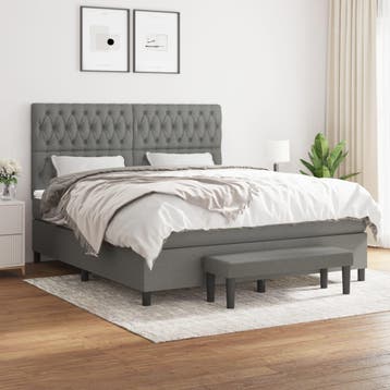 vidaXL Boxspring met matras stof donkergrijs 180x200 cm, Eenpersoons, Verzenden, Nieuw, 80 cm