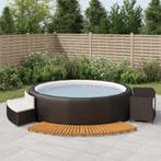 Hottub-ombouw poly rattan en massief acaciahout zwart, Tuin en Terras, Verzenden, Nieuw