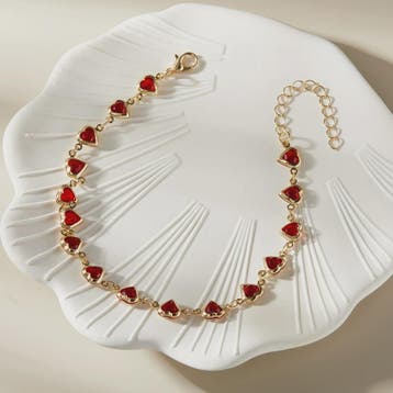 Vintage Boho Ankelbandje met Hartjes & Kristallen - Kleurrij, Verzenden