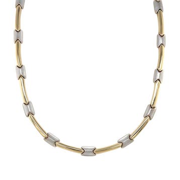 Gouden choker bicolour 45 cm 14 karaat, Sieraden, Tassen en Uiterlijk, Kettingen, Verzenden, Zo goed als nieuw, Goud