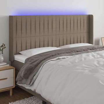 vidaXL Hoofdbord LED 163x16x118/128 cm stof taupe, Verzenden, Nieuw, Stof