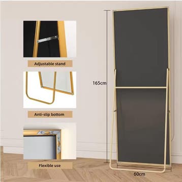 Vloerspiegel 165×60 cm met Goudkleurig Aluminium Frame, Verzenden, Nieuw