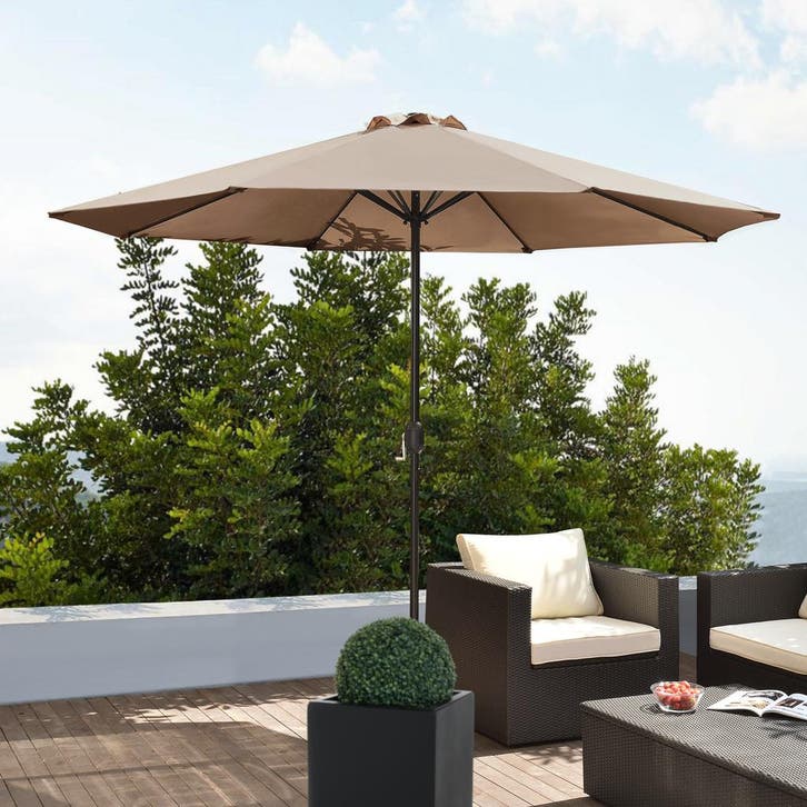 Parasol Budapest tuinparasol met zwengel Ø300 cm beige casa., Tuin en Terras, Zonneschermen, Verzenden