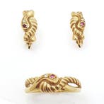 Ring - 18 karaat Geel goud - 0.01ct. tw. Robijn, Sieraden, Tassen en Uiterlijk, Ringen, Nieuw