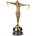 Figuur - Art Deco Bronzefigur Scarf Dancer Tänzerin mit, Antiek en Kunst