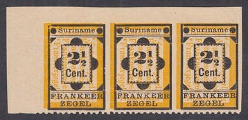Suriname 1892 - Hulpzegel, in aan drie zijden, Gestempeld