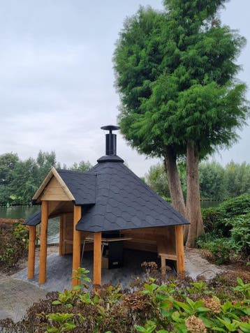 Finse kota overkapping 6-hoek prieel Nordic grenen, Tuin en Terras, Ophalen of Verzenden, Nieuw, Tuinpaviljoen