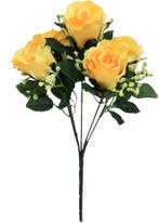 Zijden roos sweety rozenboeketje yellow met gips 5 knoppen, Ophalen of Verzenden, Nieuw