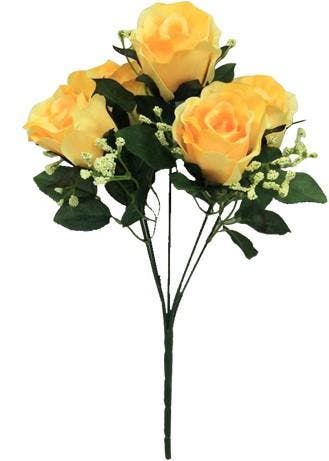 Zijden roos sweety rozenboeketje yellow met gips 5 knoppen, Ophalen of Verzenden, Nieuw