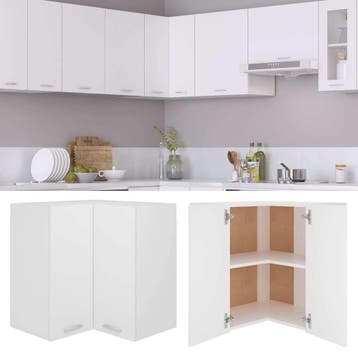 vidaXL Hanghoekkast Lyon 57x57x60 cm bewerkt hout wit, Verzenden, Nieuw, Wit