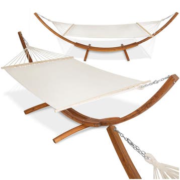 XXL hangmat Thorsten met houten frame voor 2 personen - wit, Verzenden, Nieuw