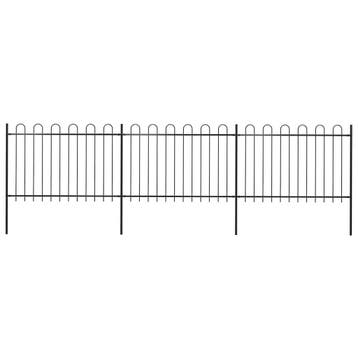 vidaXL Tuinhek met ringtop staal 504x120 cm zwart, Verzenden, Nieuw, IJzer, 1 tot 2 meter