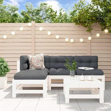 vidaXL 5-delige Loungeset massief grenenhout wit, Verzenden, Nieuw, 5 zitplaatsen, Loungeset