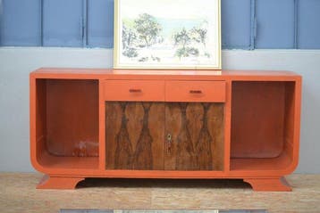 Kleerkast - Hout, Wortelnotenhout - Oranje dressoir -