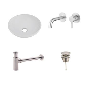 Sani Royal Solid Surface Waskomset Aquino rond RVS, Nieuw