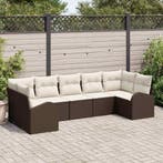 vidaXL Tuin Sofa Set met kussen 7 pcs Bruin Poly Rattan, Verzenden, Nieuw, Rotan