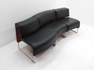Loungebak Artes - modulair - leder zwart met oranje, Werkplek, Ophalen of Verzenden, Gebruikt, Overige typen