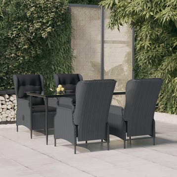 vidaXL 5-delige Tuinset poly rattan donkergrijs, Verzenden, Nieuw, 4 zitplaatsen, Tuinset