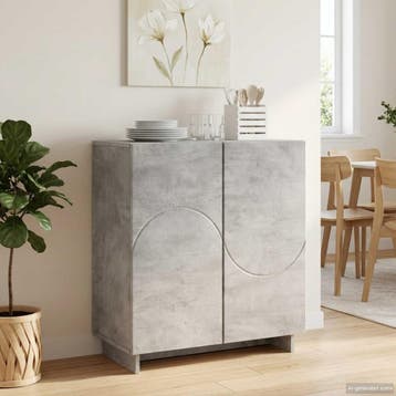 vidaXL Dressoir Betongrijs 67 x 34,5 x 75 cm Bewerkt hout, Verzenden, Nieuw, 50 tot 100 cm, 25 tot 50 cm