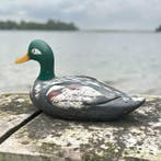 Lokeend - Antique Hand-Carved Wooden Mallard Decoy – Europe, Antiek en Kunst