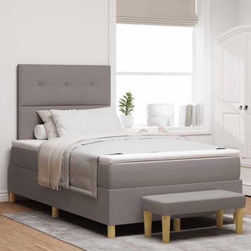 vidaXL Boxspring bed met hoofdeinde Taupe 190 x 120 cm Stof, Verzenden, Nieuw, Twijfelaar