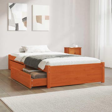 vidaXL Bedframe met lade met opslag 3 st Wasbruin Grenenhout, Verzenden, Nieuw, Bruin, Hout