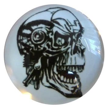 Fako Bijoux - Click Button - Glas - Schedel Wit/Zwart, Verzenden, Nieuw