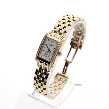 Longines Dolce Vita L5.155.7; 18k. gouden dames horloge m..., Overige merken, Polshorloge, Ophalen of Verzenden, Zo goed als nieuw
