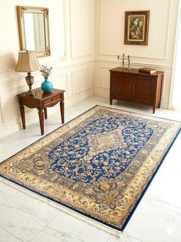 Premium Zijden Tapijt - Diep marineblauw -, Nieuw
