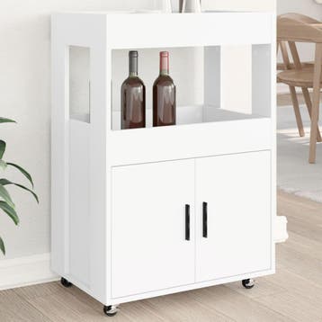 vidaXL Drankkar 60x39,5x89 cm bewerkt hout wit, Minder dan 50 cm, Verzenden, Nieuw, Minder dan 100 cm