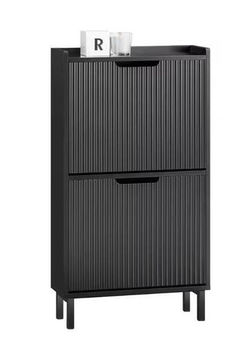 Smalle Zwarte Schoenenkast met 2 Kleplades – 50x90x19 cm, Huis en Inrichting, Kasten | Ladekasten, Verzenden, Nieuw