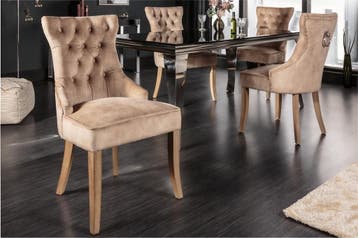 Elegante stoel CASTLE koffie fluweel landelijke stijl met, Ophalen of Verzenden, Nieuw