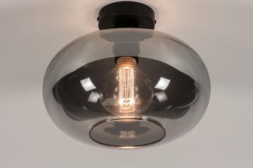 Rietveld Plafondlampen - Zwart, Grijs - Glas, Metaal, Verzenden, Nieuw