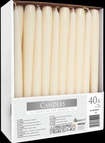 Taper Kaarsen Ivoor 25x2,2 cm Set 40 stuks, Ophalen of Verzenden, Nieuw