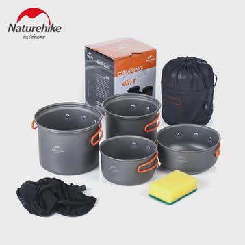 Naturehike 4-delige Camping Kookset Aluminium Outdoor Tafelg, Verzenden, Nieuw