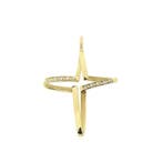 Gouden hanger van een kruis met zirconia (Hanger of bedel), Ophalen of Verzenden, Gebruikt, Goud, Overige merken