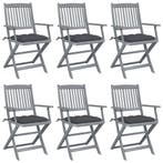 vidaXL Tuinstoelen 6 st inklapbaar met kussens massief, Verzenden, Nieuw, Hout