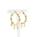 Gouden wokkel creolen met zirconia; Ø 34,5 mm (Oorbellen), Sieraden, Tassen en Uiterlijk, Oorbellen, Gebruikt, Overige kleuren
