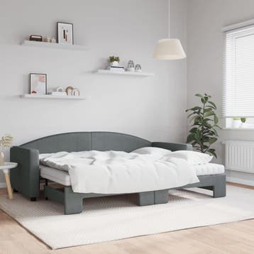 vidaXL Slaapbank onderschuifbed matrassen 80x200 cm stof, Eenpersoons, Verzenden, Nieuw, 80 cm