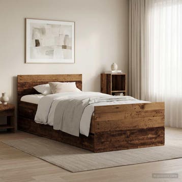 vidaXL Bedframe Oud hout 90 x 200 cm Bewerkt hout, Huis en Inrichting, Slaapkamer | Bedden, Verzenden, Nieuw, Bruin, Hout