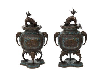 Een bronzen cloisonné wierrookbrander, China, 20e eeuw, Antiek en Kunst