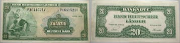 20 duitse Mark 22 8 1949 biljet nach Rosenberg Bondsrepub..., Verzenden