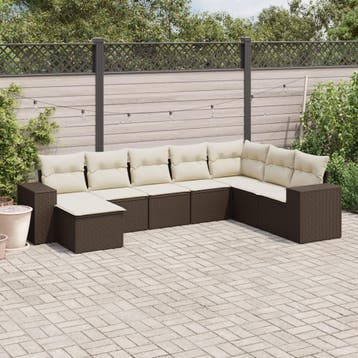 vidaXL 8-delige Loungeset met kussens poly rattan bruin, Verzenden, Nieuw, Loungeset