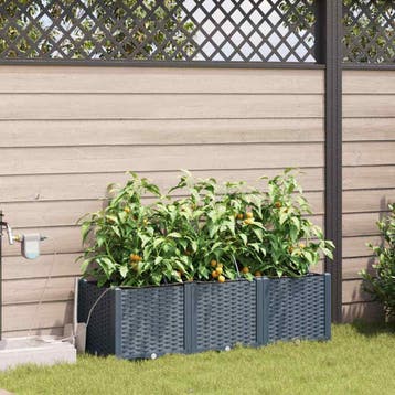 vidaXL Tuin Bloempot 3 st Lichtgrijs 120 x 40 x 37,5 cm PP, Verzenden, Nieuw, Minder dan 60 cm