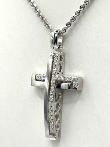 Statement ketting - 18 karaat Witgoud - 0.30ct. tw. Diamant