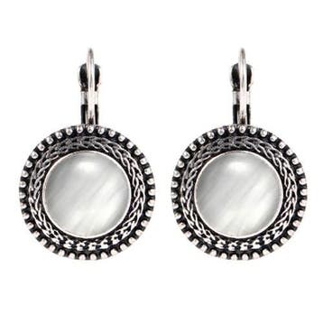 Fako Bijoux - Oorbellen - Tibetaans Zilver - Opaal - 17mm -, Verzenden, Nieuw