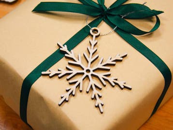 Kerstornament - Sneeuwvlok Simpele ster- Hout - Set van 4, Diversen, Kerst, Ophalen of Verzenden, Nieuw