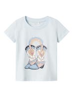 Lichtblauw meisjes shirt met cowboylaarzen 122, Kinderen en Baby's, Kinderkleding | Maat 122, Ophalen of Verzenden, Nieuw, Meisje